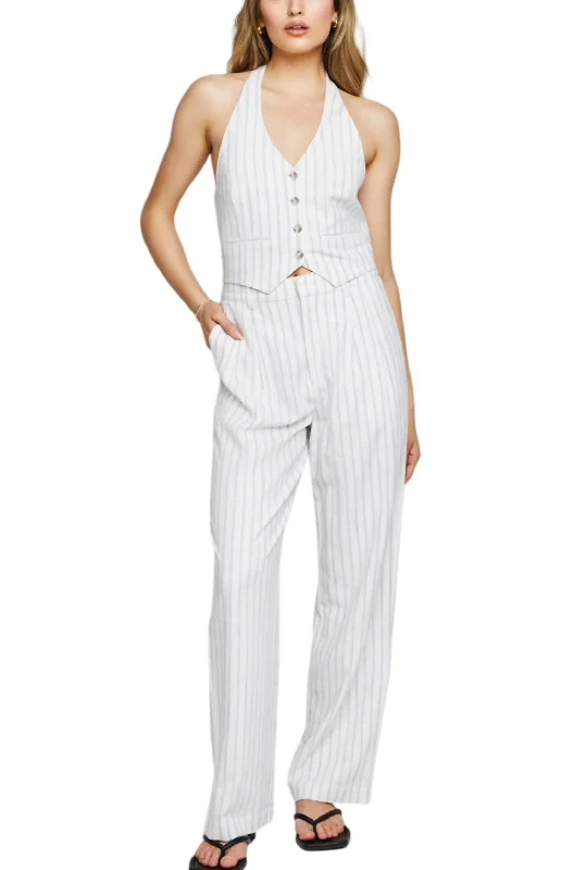 women's cutout bodycon mini dress -women's asymmetric wrap skirt -Elliot Pants In White Stripe