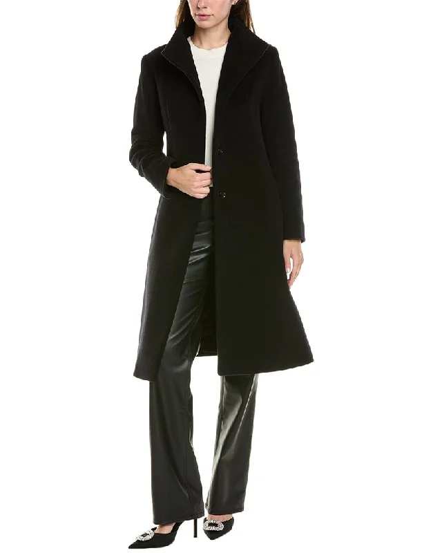 women's long padded winter coat -Cinzia Rocca Long Wool & Cashmere-Blend Coat