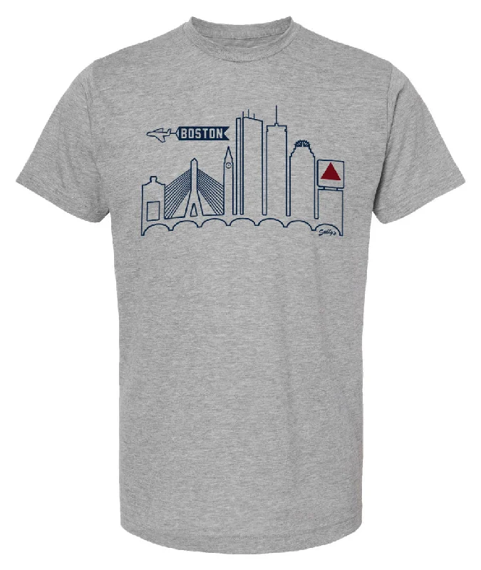 women's high-low tunic top -Boston Skyline Athletic Gray T-Shirt