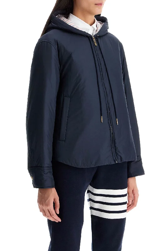 stylish patchwork jacket for women -Thom Browne Padded Jacket With Hood