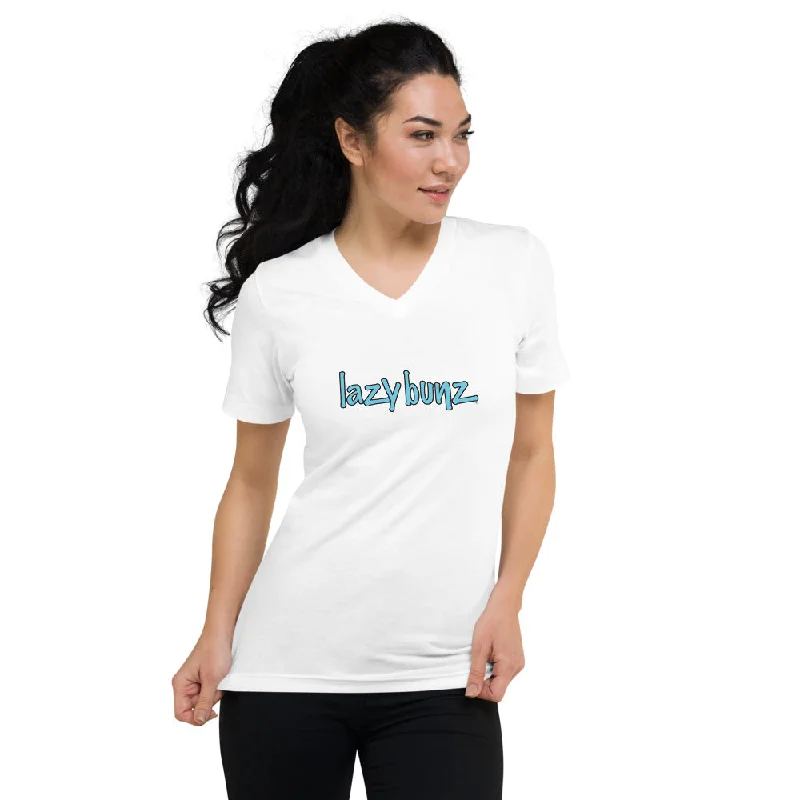 ladies' keyhole neckline blouse -Simple Logo Woman's V-Neck T-Shirt