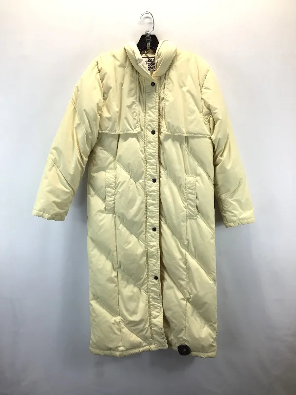 trendy sleeveless trench coat for women -Coat Puffer & Quilted By Clothes Mentor In Yellow, Size: M