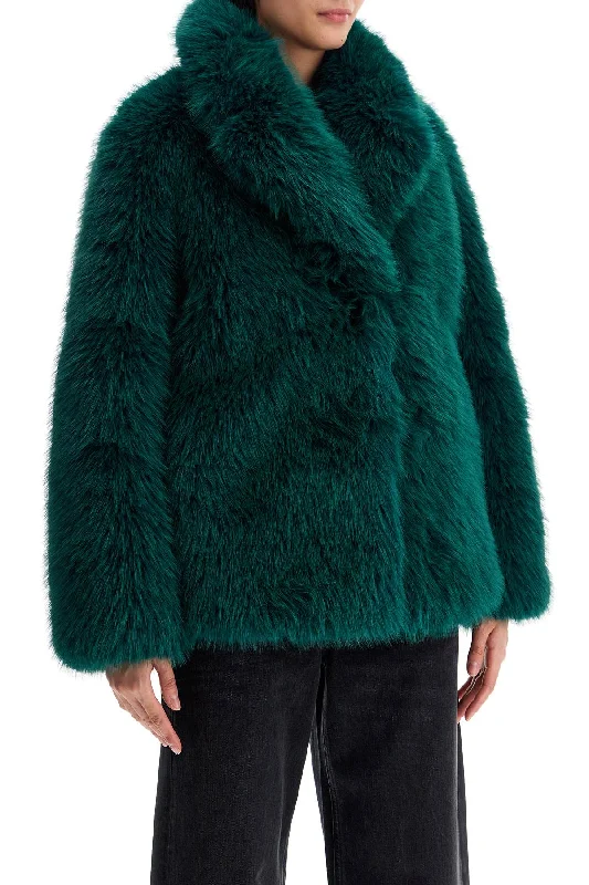 women's fur-trimmed winter coat -Stand Studio Short Hunter Coat In Faux Fur