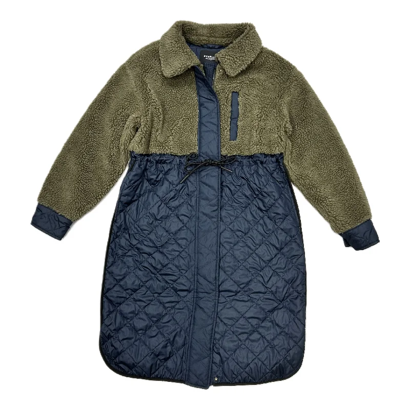 ladies' long trench coat -Coat Puffer & Quilted By Everlane In Blue & Green, Size: S