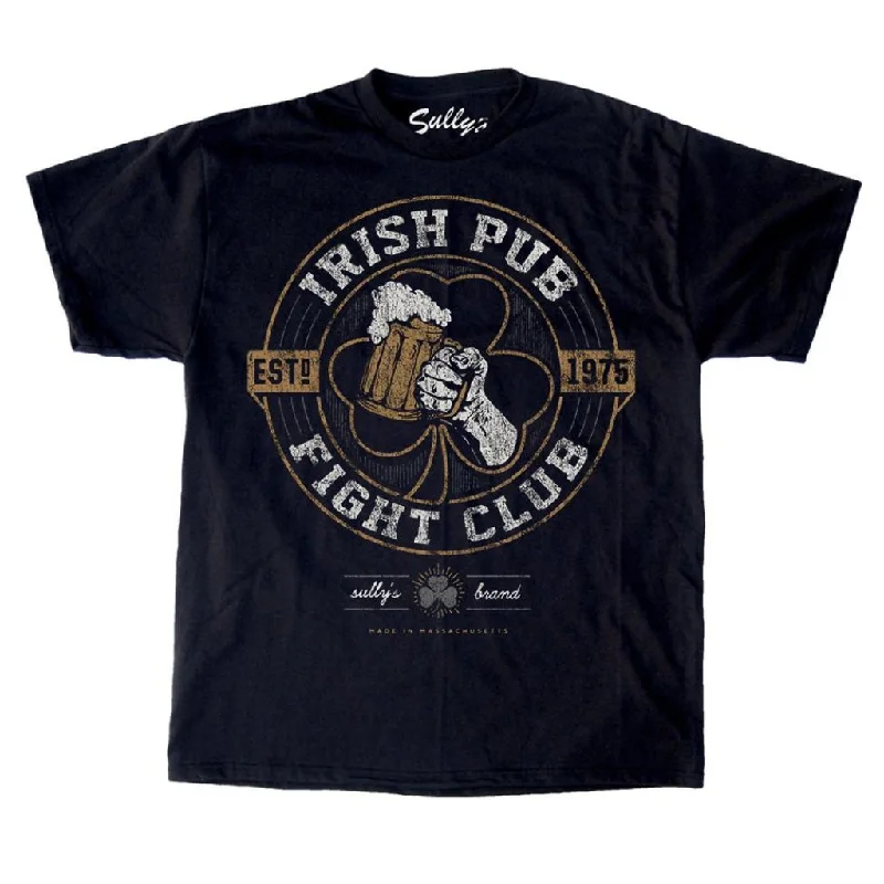 women's floral mesh blouse -Irish Pub Fight Club - Black T-Shirt