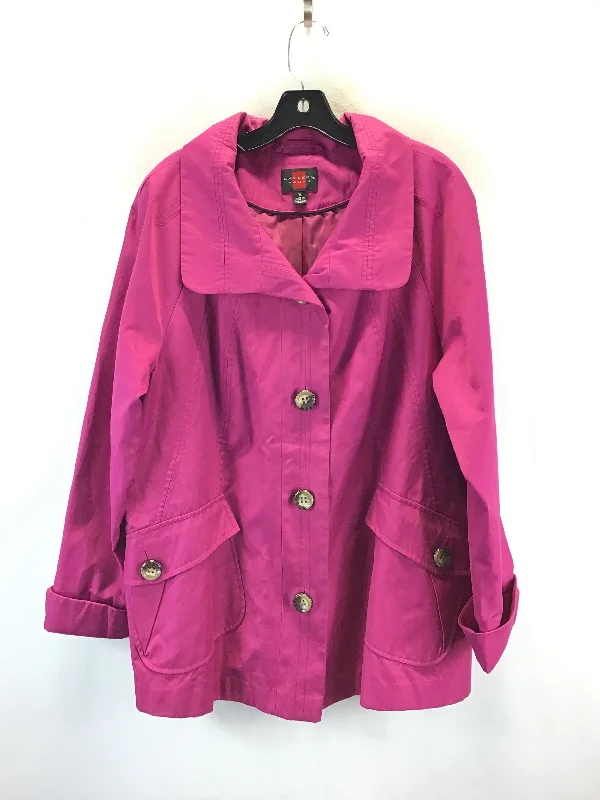 women's corduroy trucker jacket -Coat Raincoat By Clothes Mentor In Pink, Size: 1x