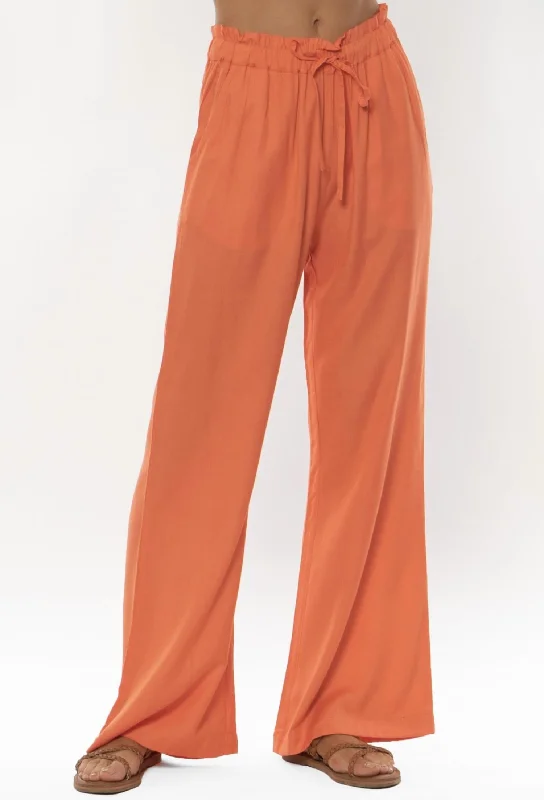 women's pleated chiffon midi dress -women's belted culottes -Fiona Woven Pants In Afterglow