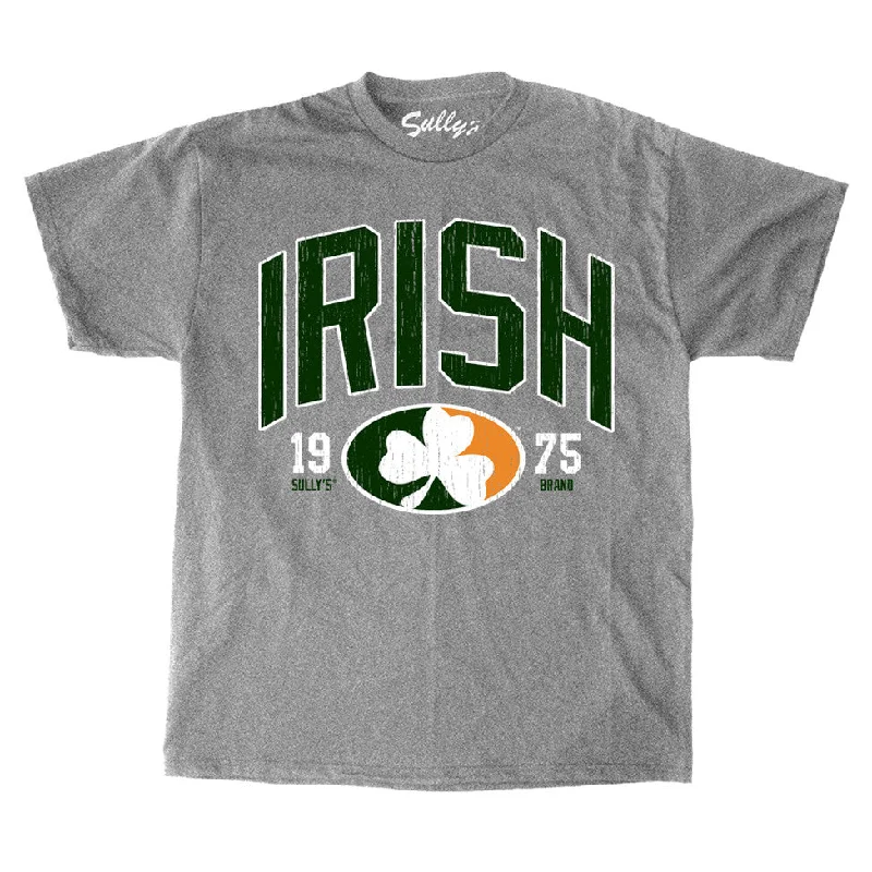 women's striped off-shoulder top -Irish - Oval Shamrock Logo T-Shirt