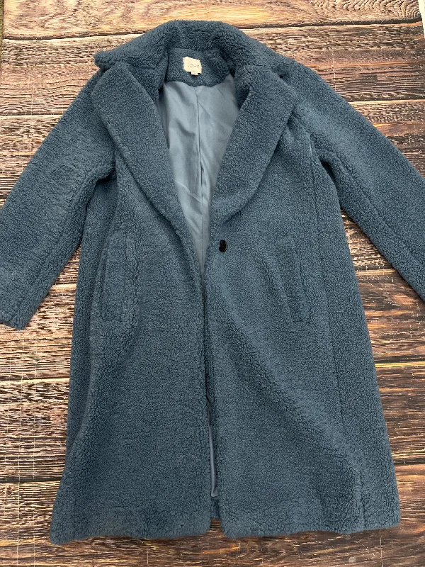 women's cashmere blend coat -Coat Faux Fur & Sherpa By Loft In Blue, Size: L