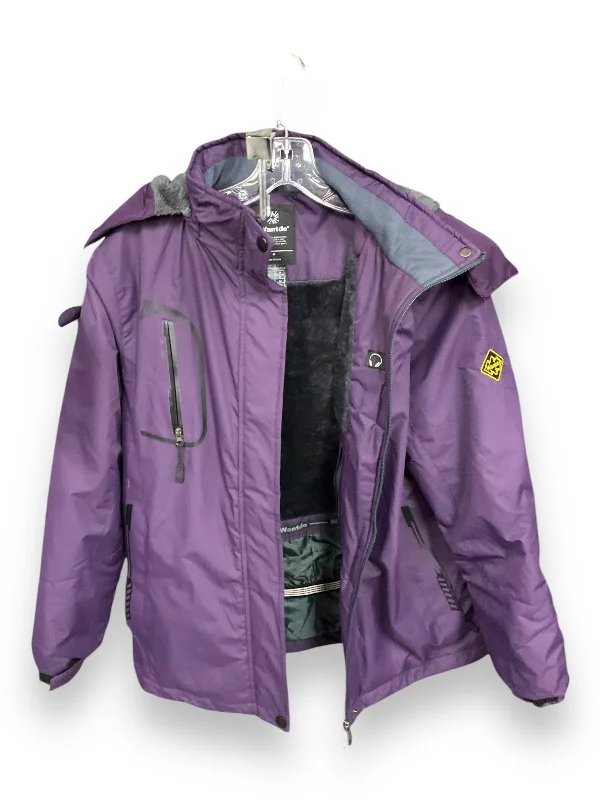 ladies' wrap-style belted coat -Coat Parka By Clothes Mentor In Purple, Size: M