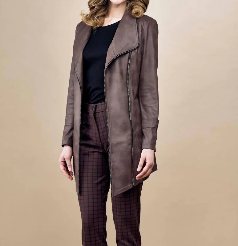 ladies' mid-length quilted jacket -Chocolate Jacket In Brown