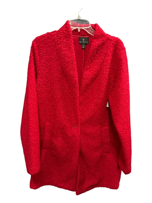 ladies' long trench coat -Coat Faux Fur & Sherpa By Worthington In Red, Size: L