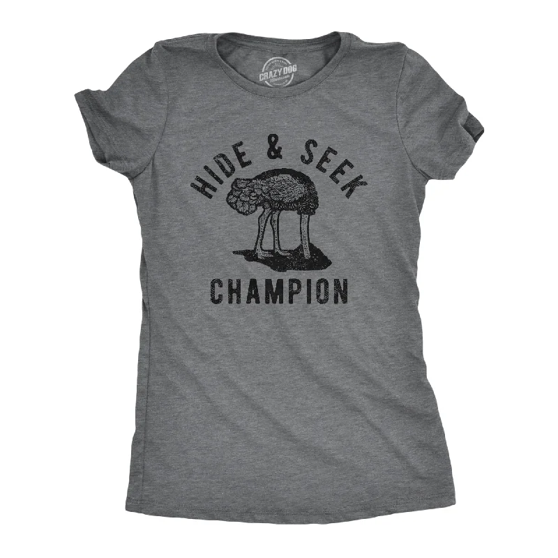 women's puffed shoulder blouse -Hide And Seek Champion Ostrich Women's T Shirt