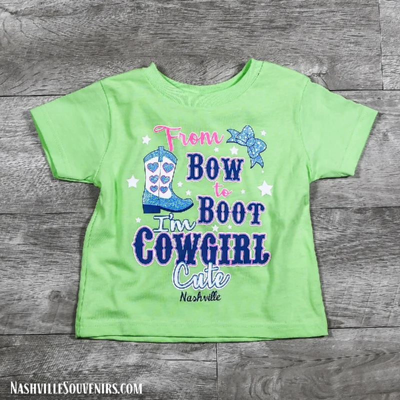 stylish satin wrap blouse for women -Bow to Boot Cowgirl Nashville Toddlers T-Shirt