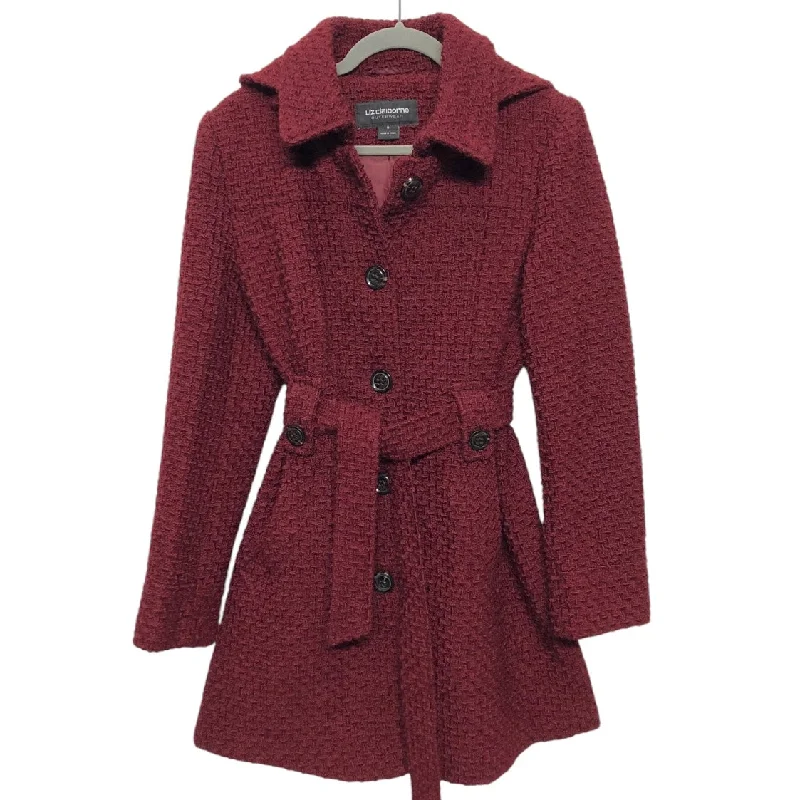 women's color block wool coat -Coat Peacoat By Liz Claiborne In Red, Size: M