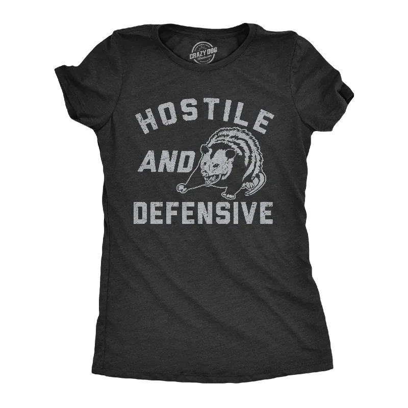 stylish metallic shimmer top for women -Hostile And Defensive Women's T Shirt