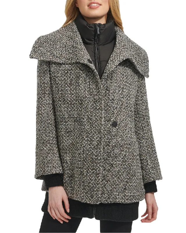 women's relaxed fit shacket -Kenneth Cole Wool-Blend Coat