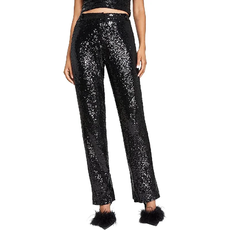 women's glitter evening gown -women's camo print leggings -Alex & Sophia Womens Juniors Sequined Party Trouser Pants