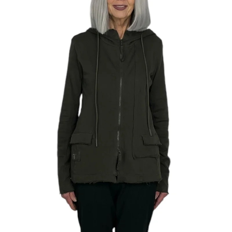 women's wool blend coat -FRENCH TERRY HOODED JACKET