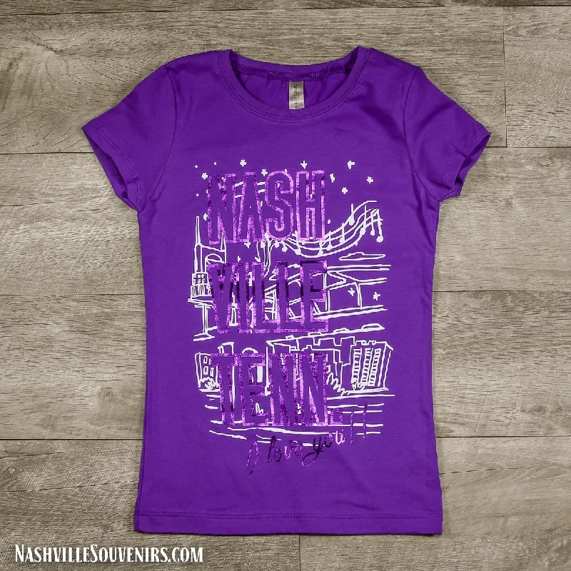 ladies' casual henley shirt -NASH VILLE TENN Reflective Youth T-Shirt