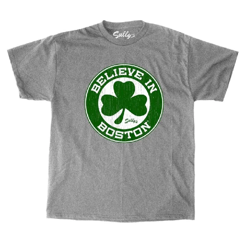 women's faux leather crop top -Believe in Boston - Basketball Shamrock - T-Shirt