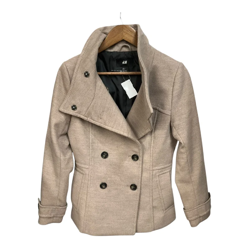 stylish cropped denim jacket for women -Coat Peacoat By H&m In Taupe, Size: M