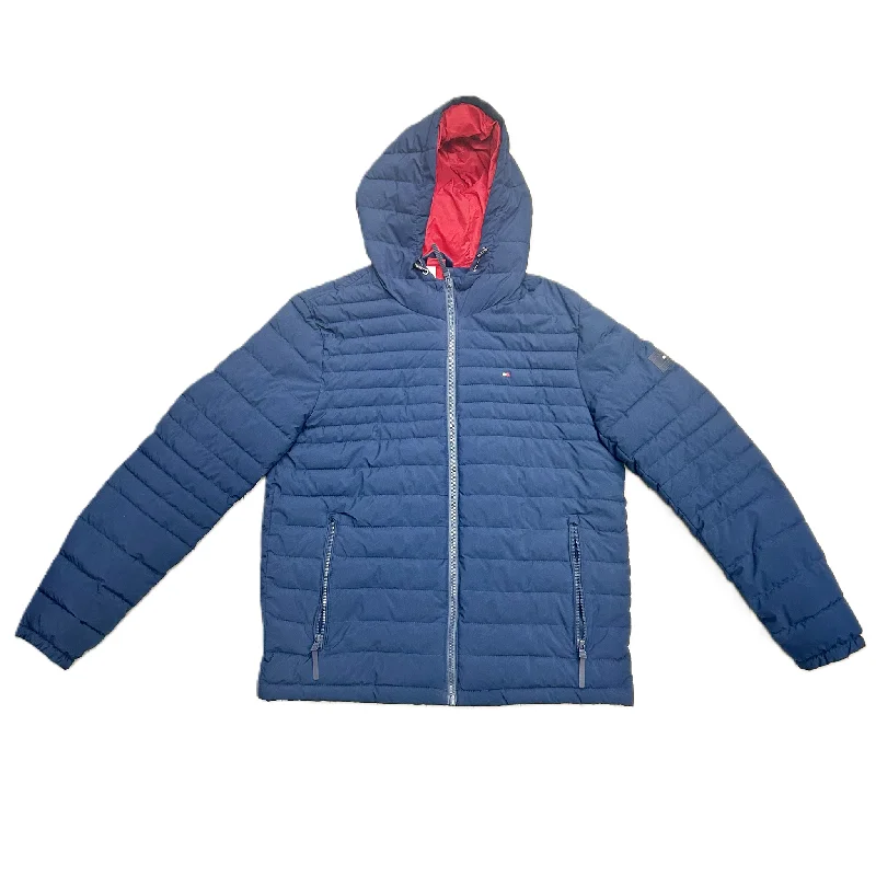 stylish patchwork jacket for women -Coat Puffer & Quilted By Tommy Hilfiger In Navy, Size: M