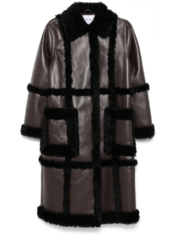 women's houndstooth print coat -Stand Studio Women's Coats