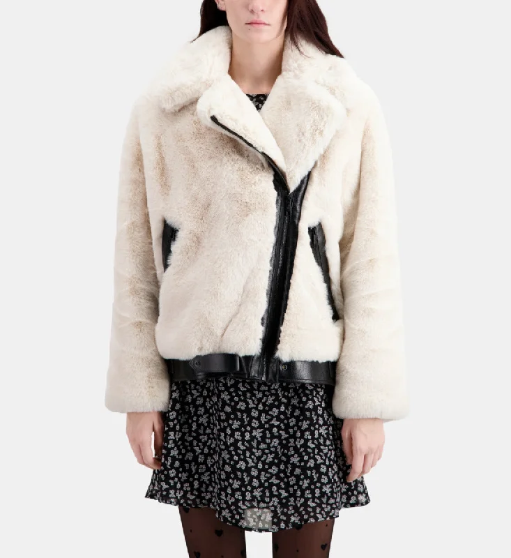 women's oversized blazer -Faux Fur Bomber Jacket