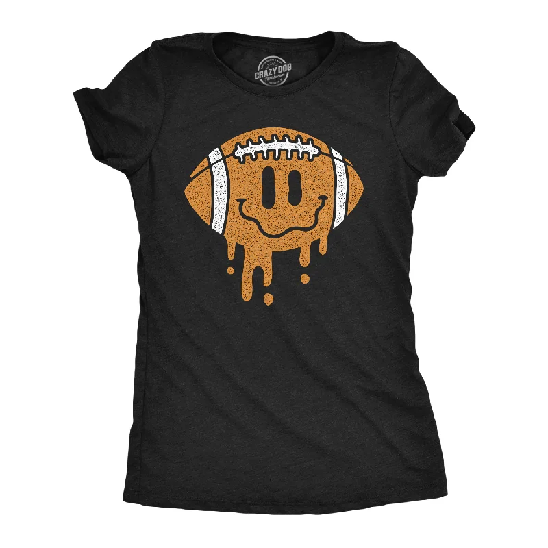 women's tie-front crop top -Dripping Football Smile Women's T Shirt