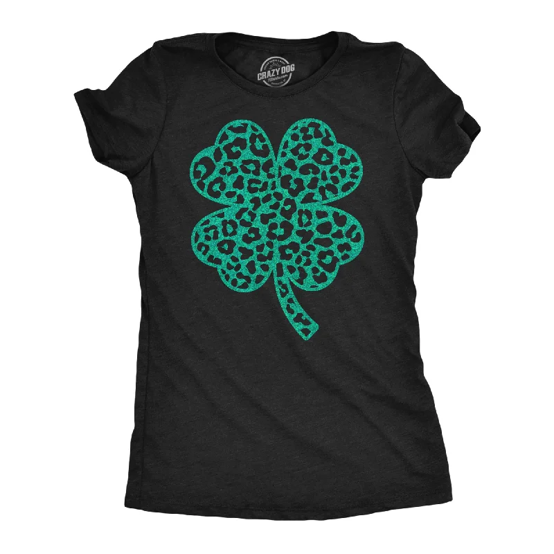 women's sheer polka dot blouse -Leopord Print Clover Women's T Shirt