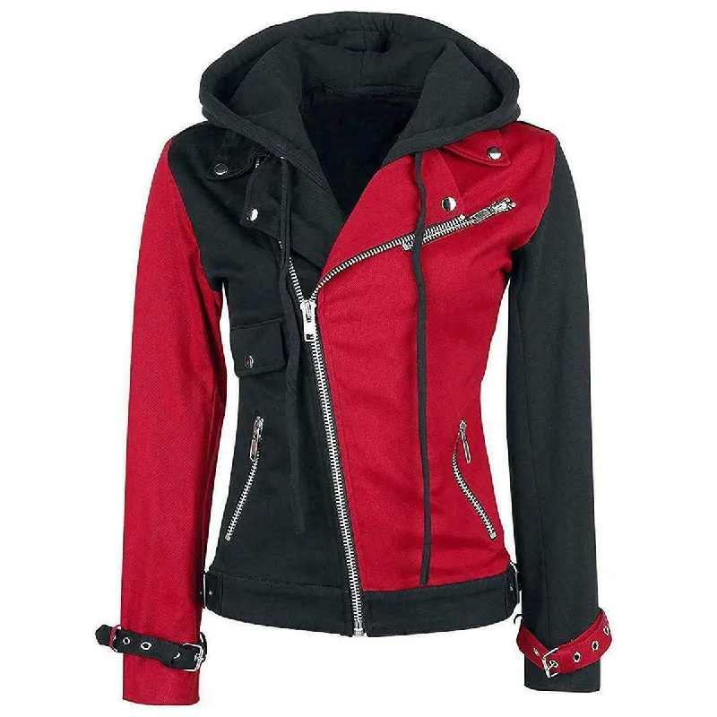 women's lightweight windbreaker -Red Black Harley Quinn Jacket