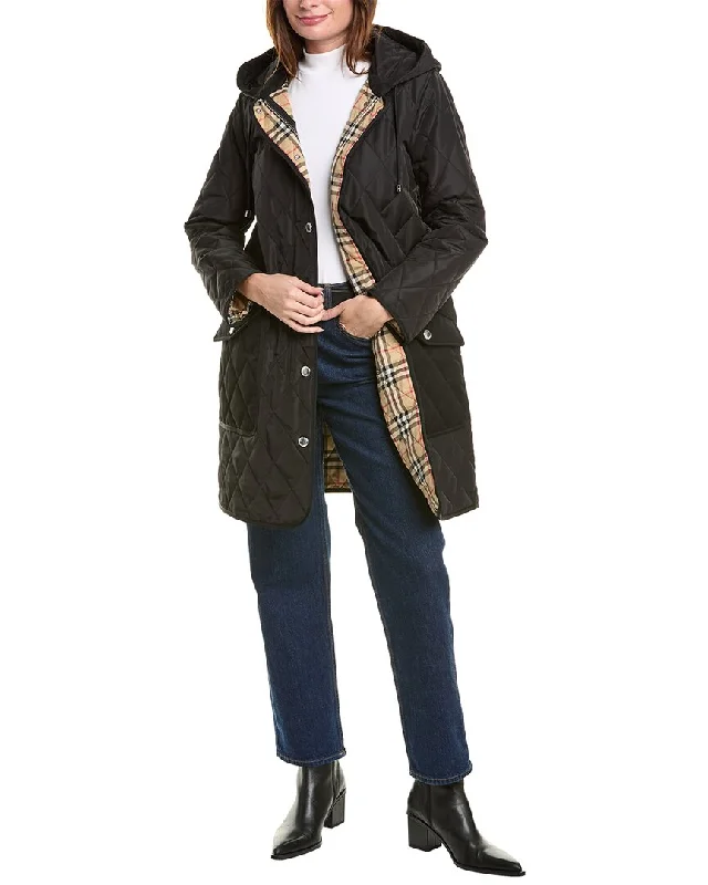 women's varsity bomber jacket -Burberry Padded Quilted Coat