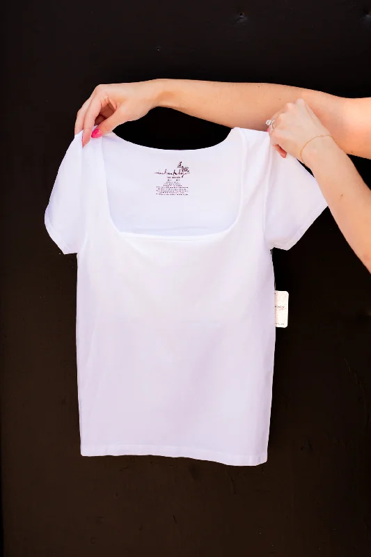 women's casual t-shirt -Clean Lines Sunfade Baby Tee | White