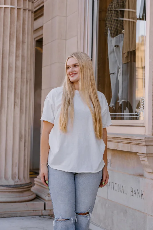 ladies' ruffled wrap top -We The Free Nina Tee | Ivory