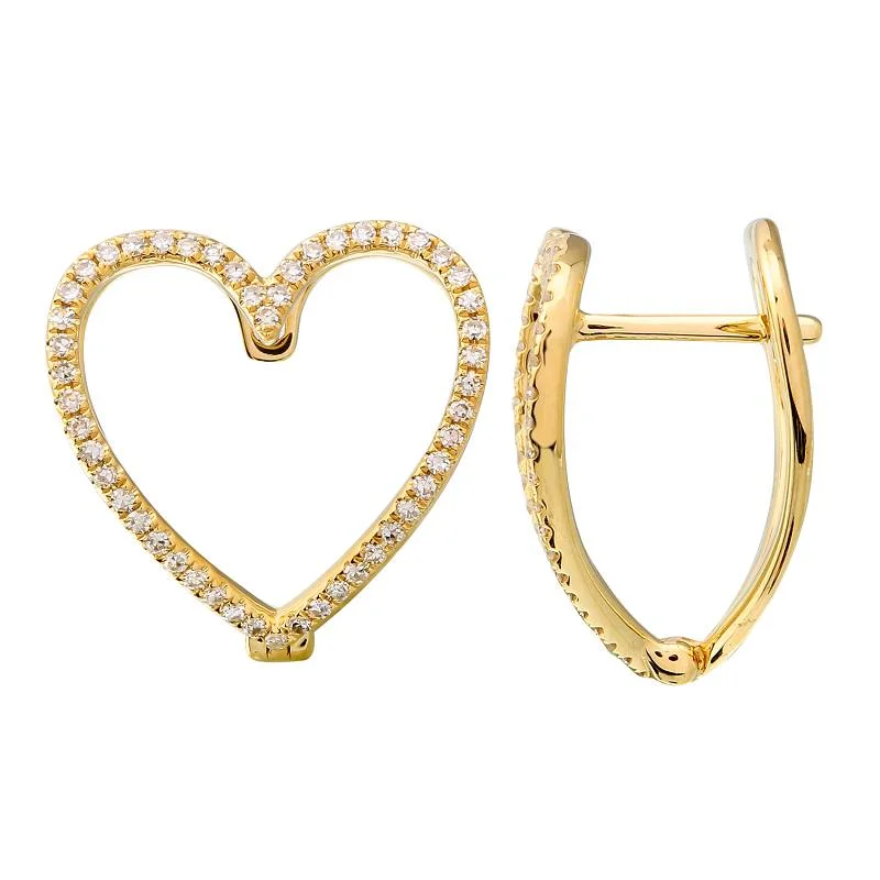 ladies' pearl drop earrings -14k Diamond Split Heart Huggies