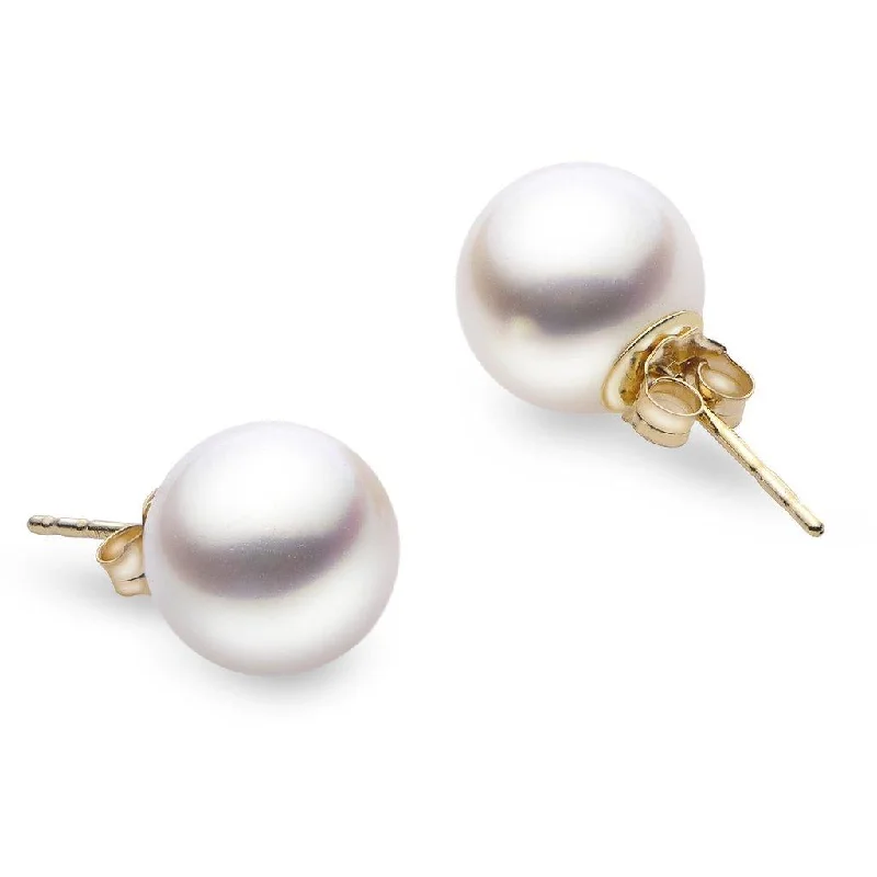 women's gothic cross earrings -14K Yellow Gold 10mm Freshwater Pearl Stud Earrings