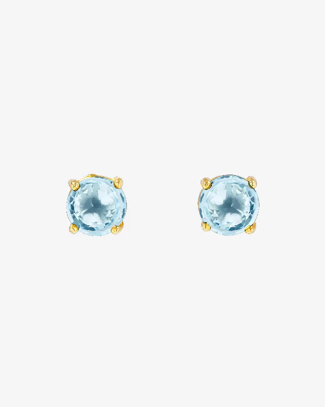 stylish tassel earrings for women -Amalfi Round Blue Topaz Studs