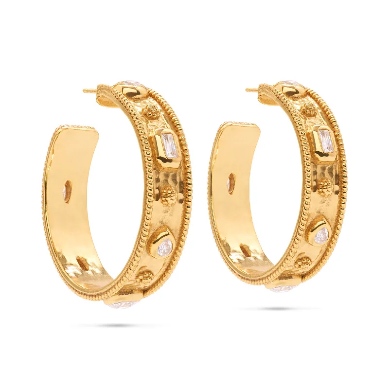 trendy acrylic statement earrings for women -Berry Hoop Earrings- Clear Cubic Zirconia