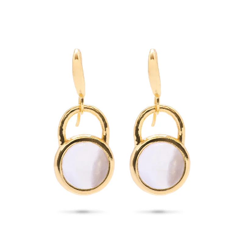 women's statement dangle earrings -Blandine Circle Drop Earrings - Clear Quartz