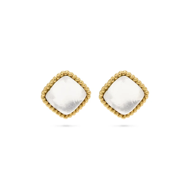 trendy layered chain earrings for women -Blandine Stud Earring - Clear Quartz