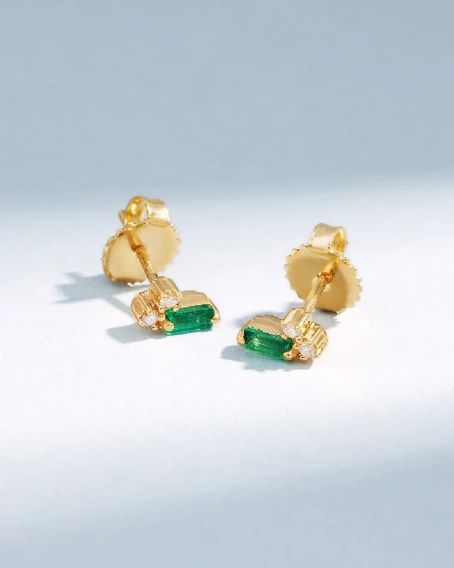 stylish shell earrings for women -Bold Burst Mini Emerald Studs