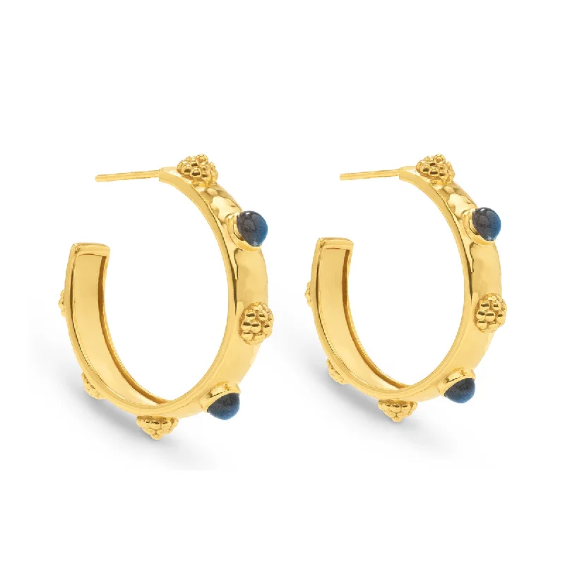 trendy half-moon earrings for women -Cleopatra Hoop Earrings - Gold/Blue Labradorite