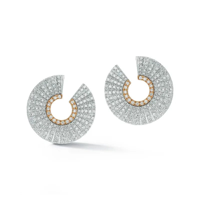 women's handmade clay earrings -CLIVE 18K ALL DIAMOND FRONT FACING HOOP EARRINGS