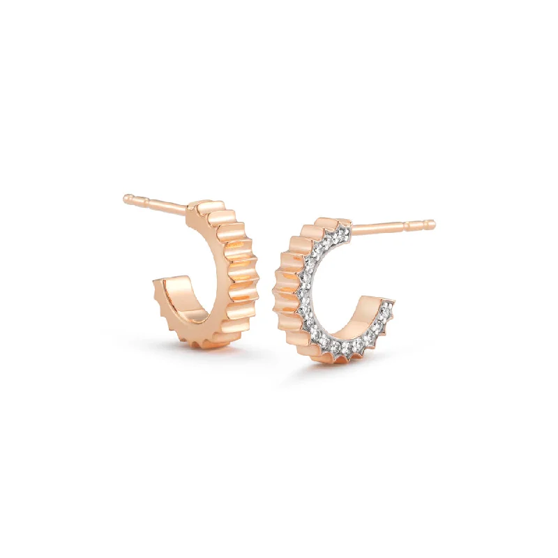 women's enamel hoop earrings -CLIVE 18K DIAMOND FLUTED HUGGIE