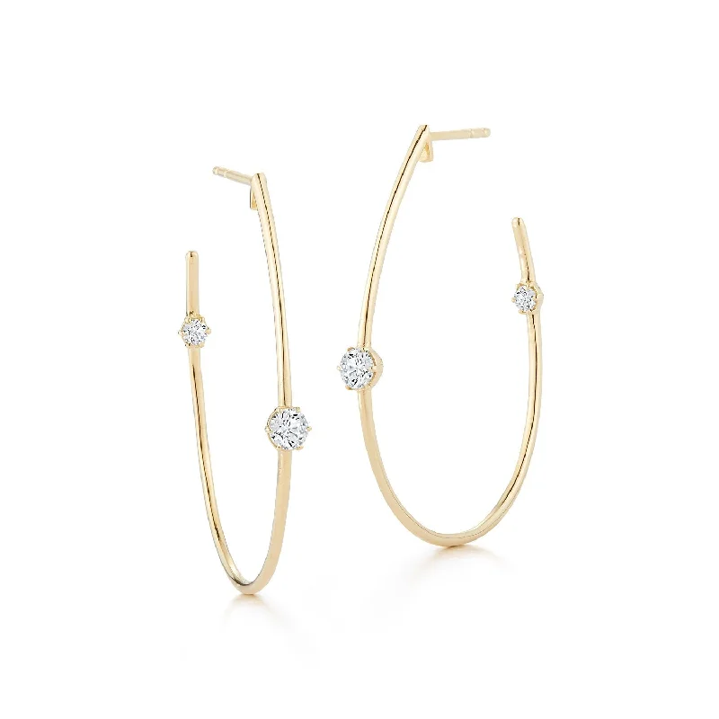 women's minimalist stud earrings -Duet Diamond Hoops