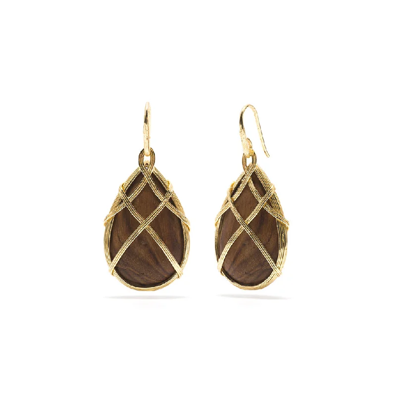 women's teardrop crystal earrings -Earth Goddess Drop Earrings - Teak