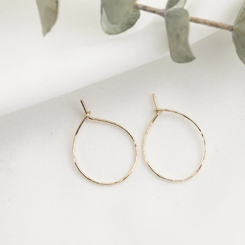 ladies' dainty floral earrings -Gold Streaks Hoop Earrings