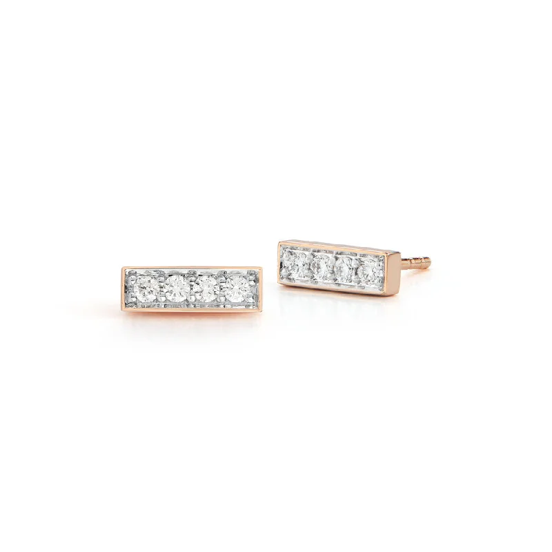 women's teardrop gemstone earrings -WF CLASSIC 18K AND DIAMOND MINI BAR STUDS