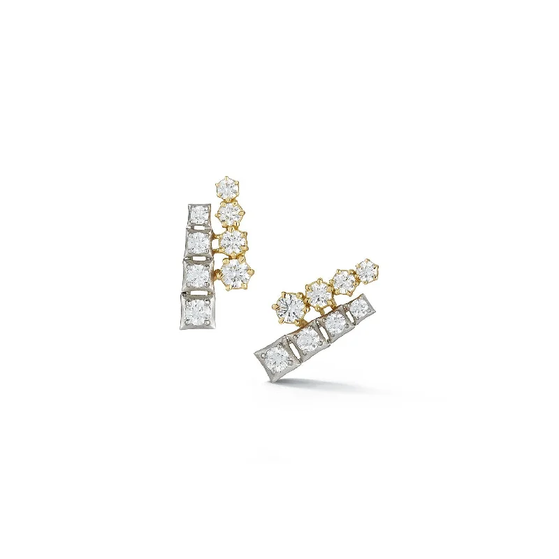 women's pearl and gold earrings -Harlow Two-Tone Stud Earrings